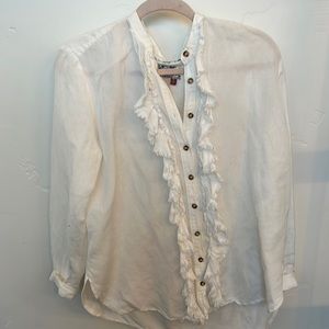White ruffled pilcro top size m